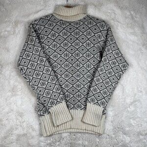 Vintage 100% Wool Danish Design Turtleneck Snowflake Sweater Women's Small